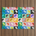Checkered Yin Yang Pattern (Color Block Version) Outdoor Rug Gallery Image 1
