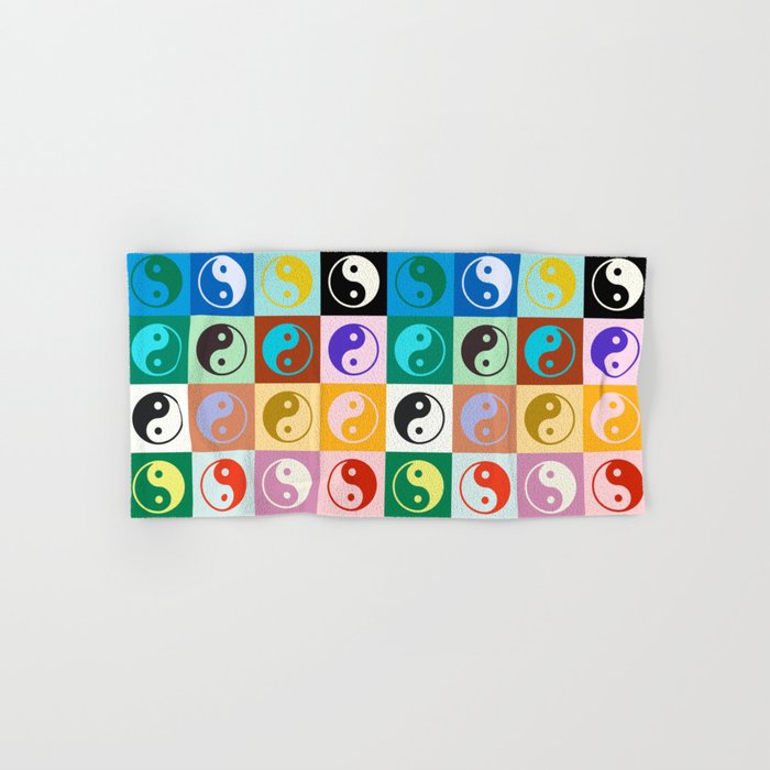 Checkered Yin Yang Pattern (Color Block Version) Bath Towel Gallery Image 1