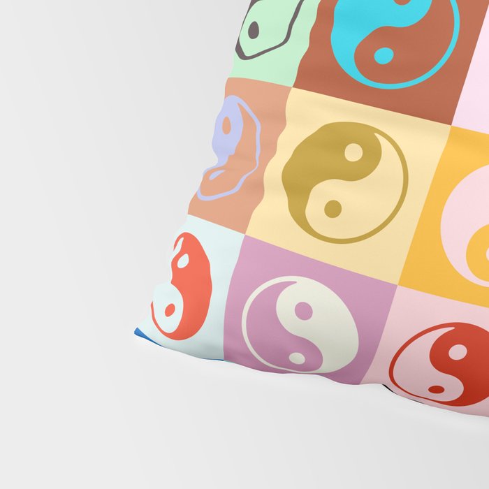 Checkered Yin Yang Pattern (Color Block Version) Pillow Sham Gallery Image 4
