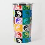 Checkered Yin Yang Pattern (Color Block Version) Travel Mug Gallery Image 1