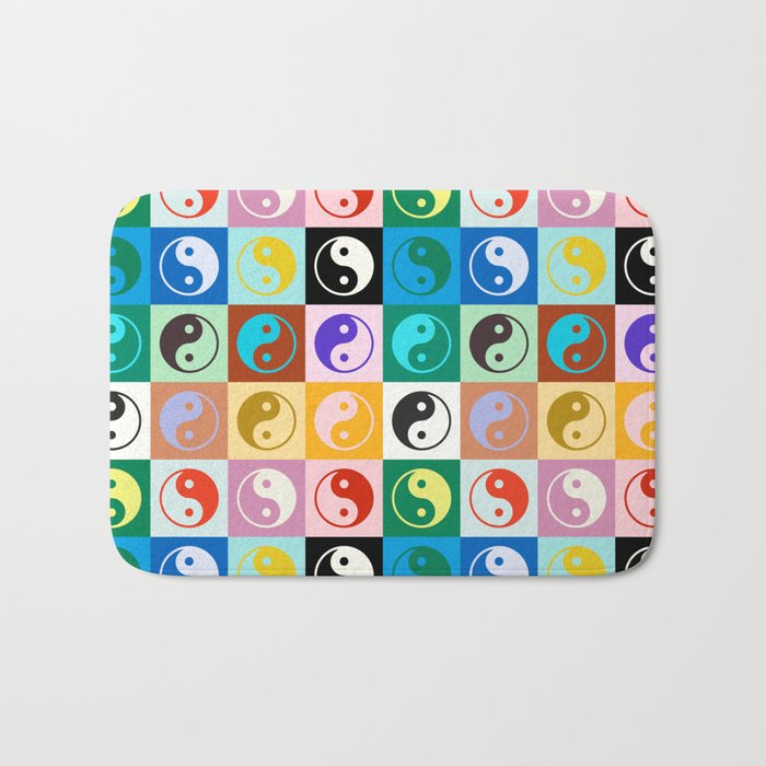 Checkered Yin Yang Pattern (Color Block Version) Bath Mat Gallery Image 1
