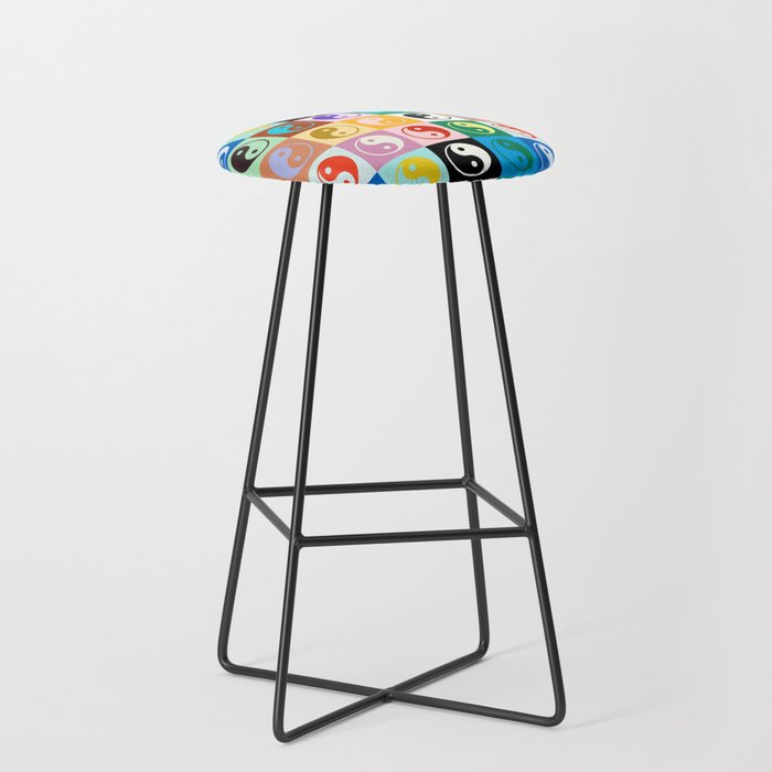 Checkered Yin Yang Pattern (Color Block Version) Stool Gallery Image 1
