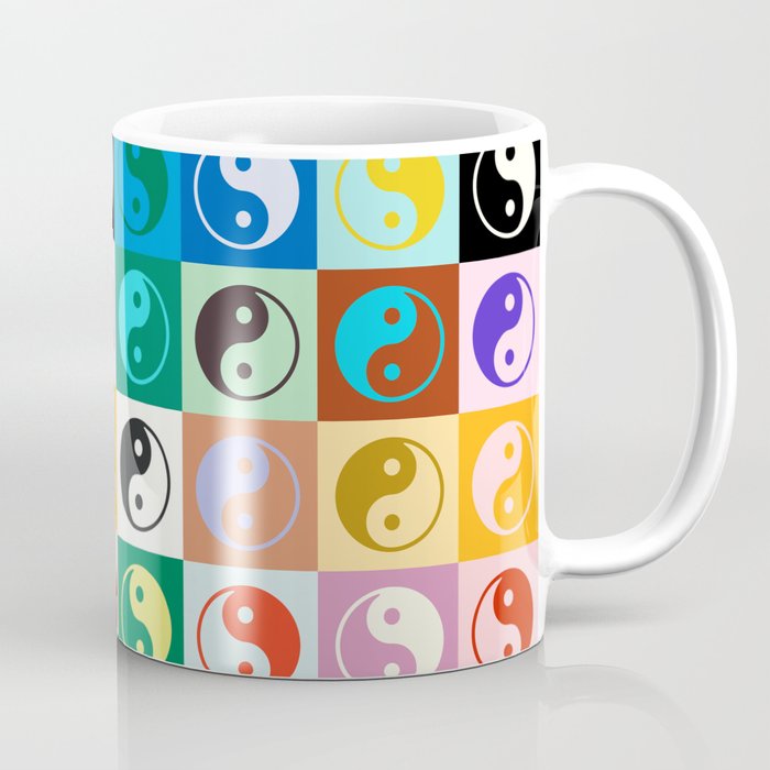 Checkered Yin Yang Pattern (Color Block Version) Coffee Mug Gallery Image 1