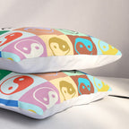 Checkered Yin Yang Pattern (Color Block Version) Pillow Sham Gallery Image 3