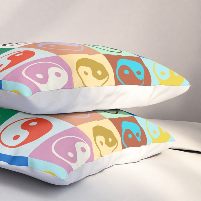 Checkered Yin Yang Pattern (Color Block Version) Pillow Sham Gallery Image 3
