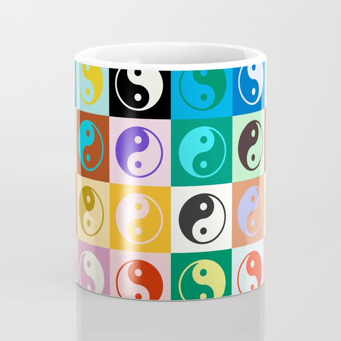 Checkered Yin Yang Pattern (Color Block Version) Coffee Mug Gallery Image 4