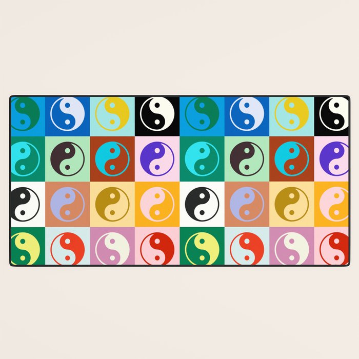 Checkered Yin Yang Pattern (Color Block Version) Desk Mat Gallery Image 3