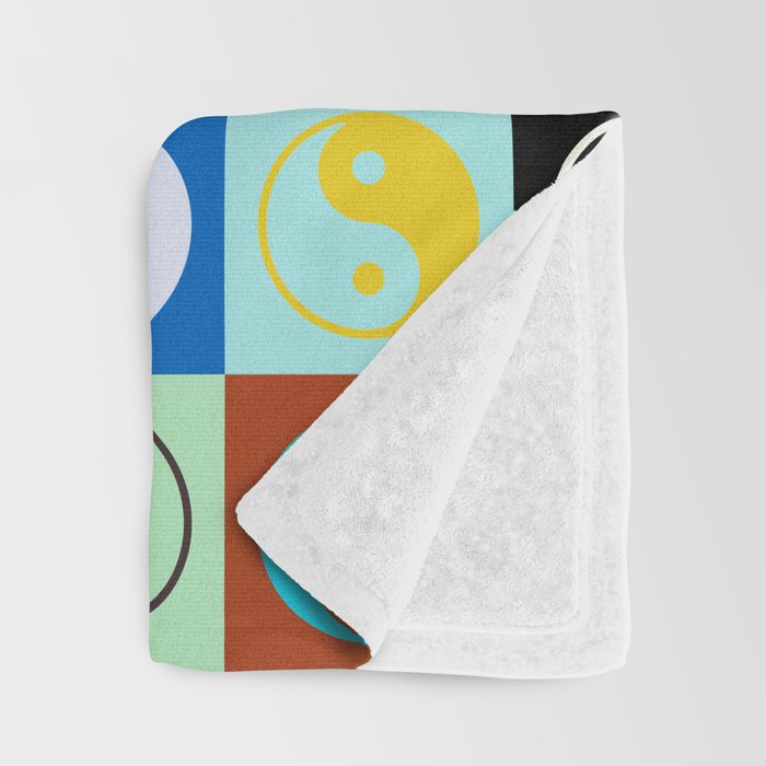 Checkered Yin Yang Pattern (Color Block Version) Throw Blanket Gallery Image 3