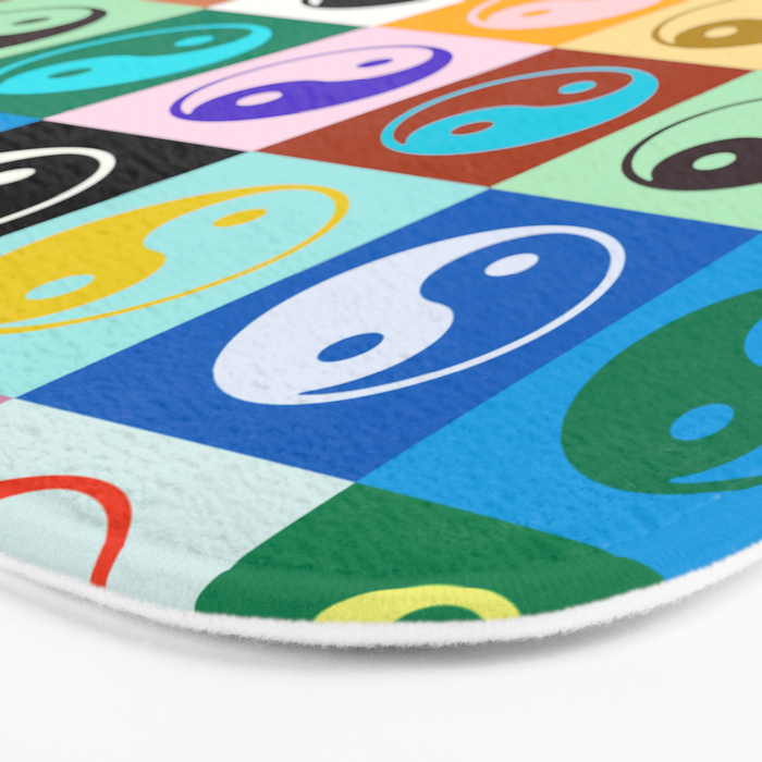 Checkered Yin Yang Pattern (Color Block Version) Bath Mat Gallery Image 3