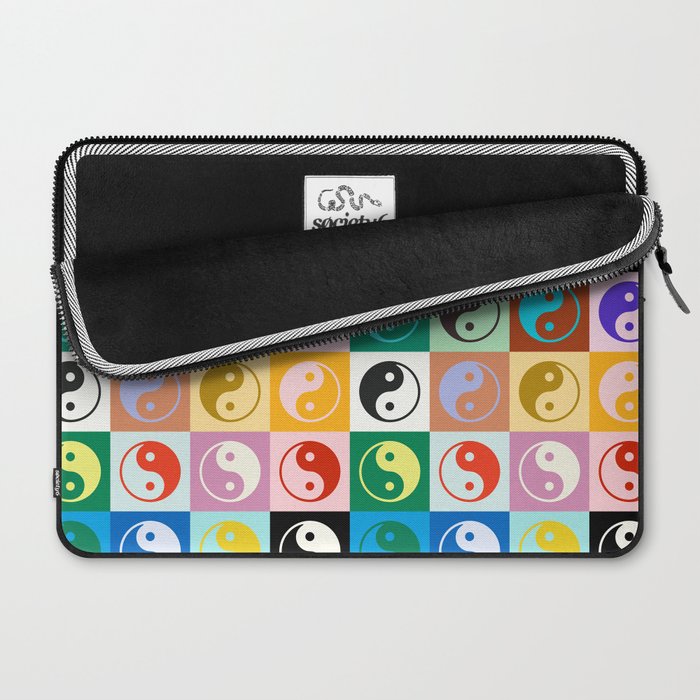 Checkered Yin Yang Pattern (Color Block Version) Laptop Sleeve Gallery Image 2