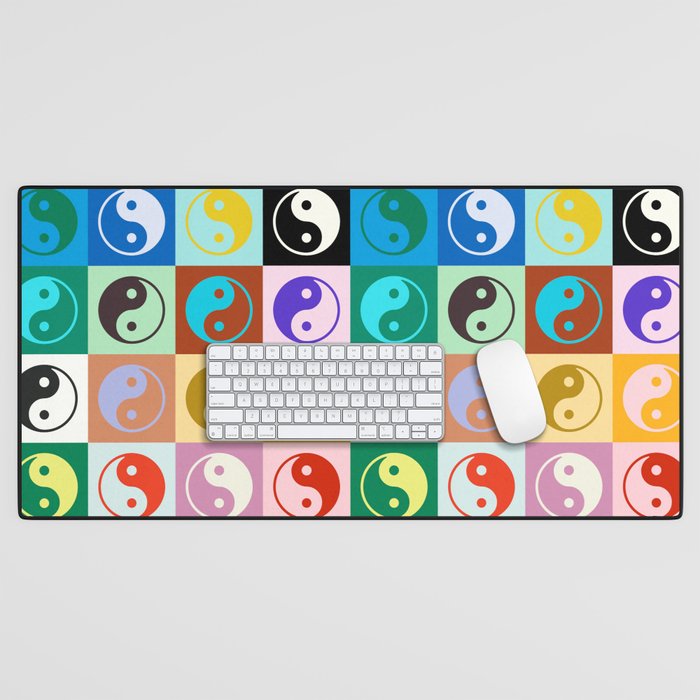 Checkered Yin Yang Pattern (Color Block Version) Desk Mat Gallery Image 1