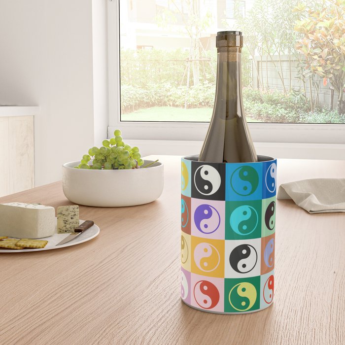 Checkered Yin Yang Pattern (Color Block Version) Wine Chiller Gallery Image 4