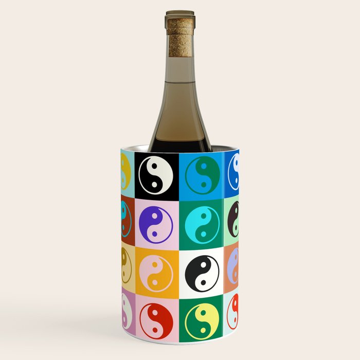 Checkered Yin Yang Pattern (Color Block Version) Wine Chiller Gallery Image 1