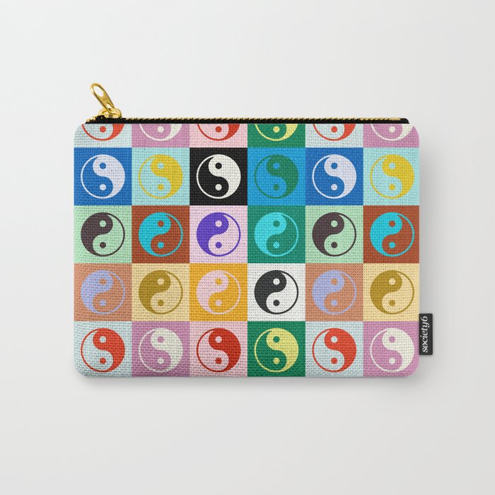 Checkered Yin Yang Pattern (Color Block Version) Carry All Pouch Gallery Image 1