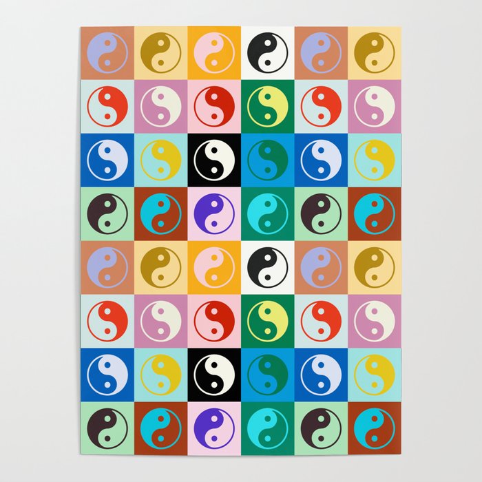 Checkered Yin Yang Pattern (Color Block Version) Poster Gallery Image 4