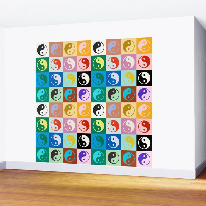 Checkered Yin Yang Pattern (Color Block Version) Wall Mural Gallery Image 2