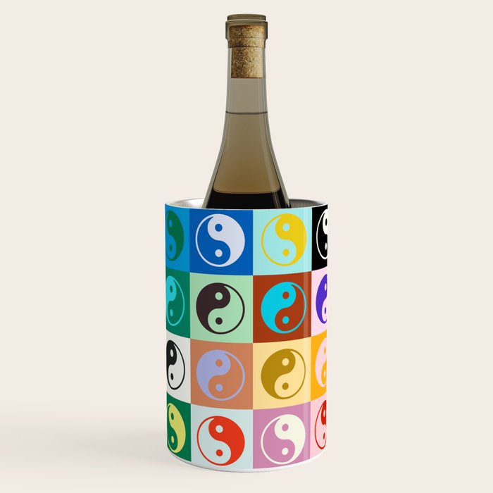 Checkered Yin Yang Pattern (Color Block Version) Wine Chiller Gallery Image 3