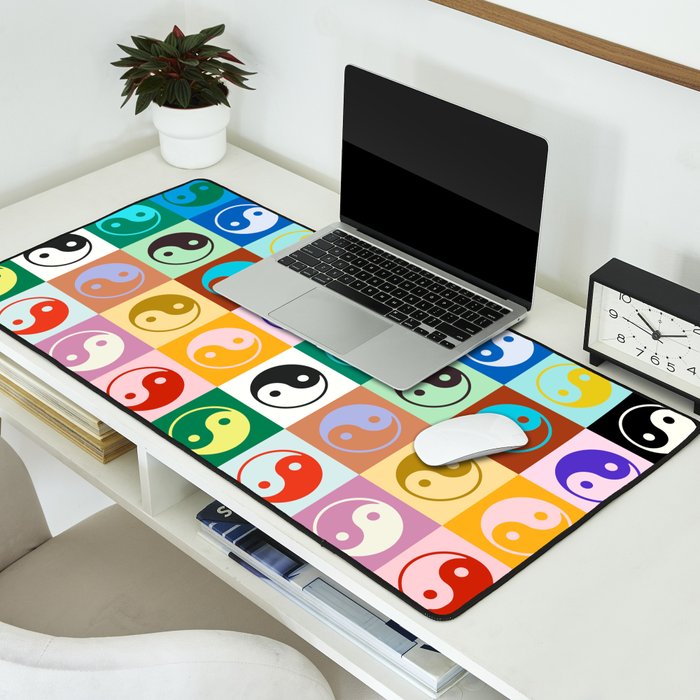 Checkered Yin Yang Pattern (Color Block Version) Desk Mat Gallery Image 2