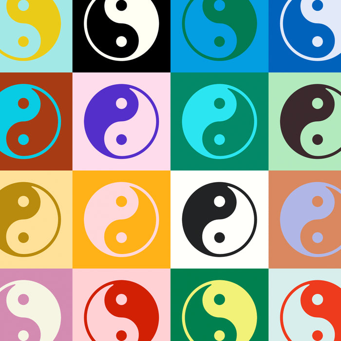 Checkered Yin Yang Pattern (Color Block Version) Coffee Mug Gallery Image 2