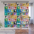 Checkered Yin Yang Pattern (Color Block Version) Wall Mural Gallery Image 1