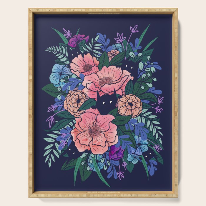 Wild Flowers (on Blue) Serving Tray Gallery Image 1