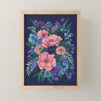 Wild Flowers (on Blue) Mini Art Print Gallery Image 1