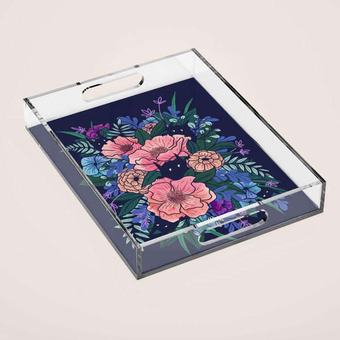 Wild Flowers (on Blue) Acrylic Tray Gallery Image 1