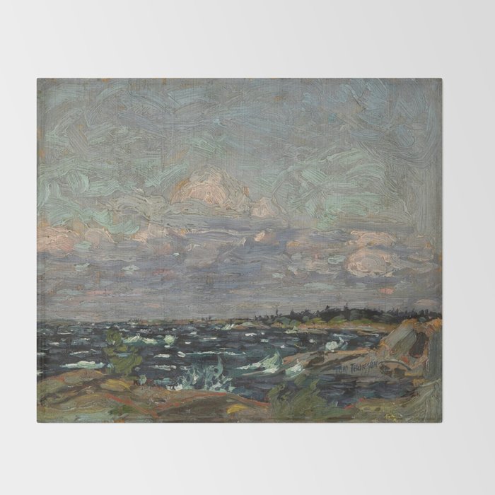 Tom Thomson Windy Day- Rough Weather in the Islands 1914. Canadian Landscape Artist Throw Blanket Gallery Image 2