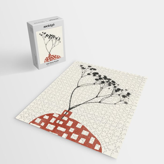Gypsophila in a Red Vase Jigsaw Puzzle Gallery Image 2