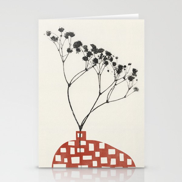 Gypsophila in a Red Vase Stationery Card Gallery Image 2