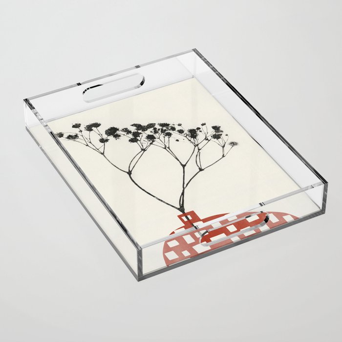 Gypsophila in a Red Vase Acrylic Tray Gallery Image 1