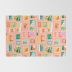 Vintage international world travel post card stamp pattern Rug Gallery Image 2