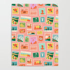 Vintage international world travel post card stamp pattern Poster Gallery Image 4