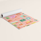 Vintage international world travel post card stamp pattern Yoga Mat Gallery Image 2
