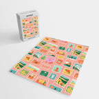 Vintage international world travel post card stamp pattern Jigsaw Puzzle Gallery Image 2