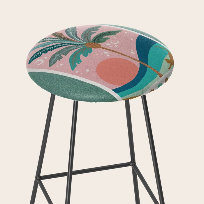 Moorish Framed Palm Tree - Mint & Blush Stool Gallery Image 2