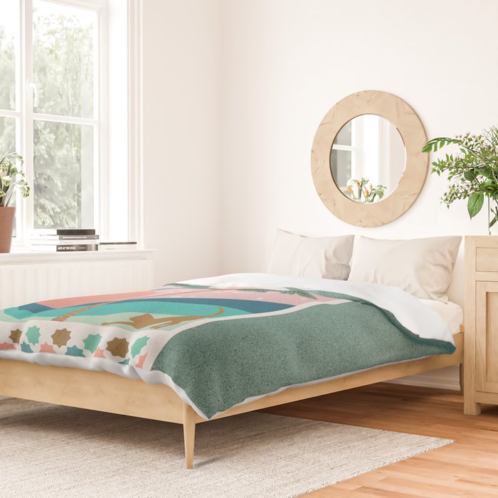 Moorish Framed Palm Tree - Mint & Blush Duvet Cover Gallery Image 2