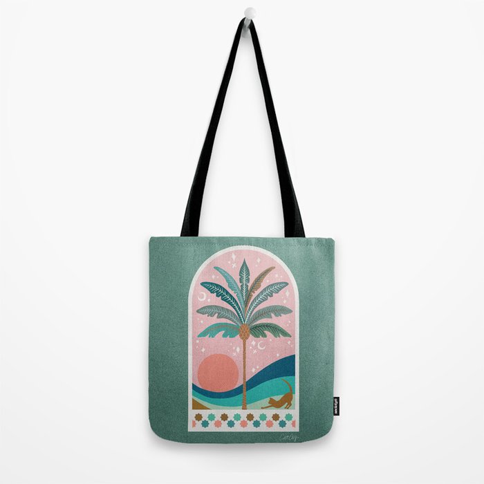 Moorish Framed Palm Tree - Mint & Blush Tote Bag Gallery Image 2