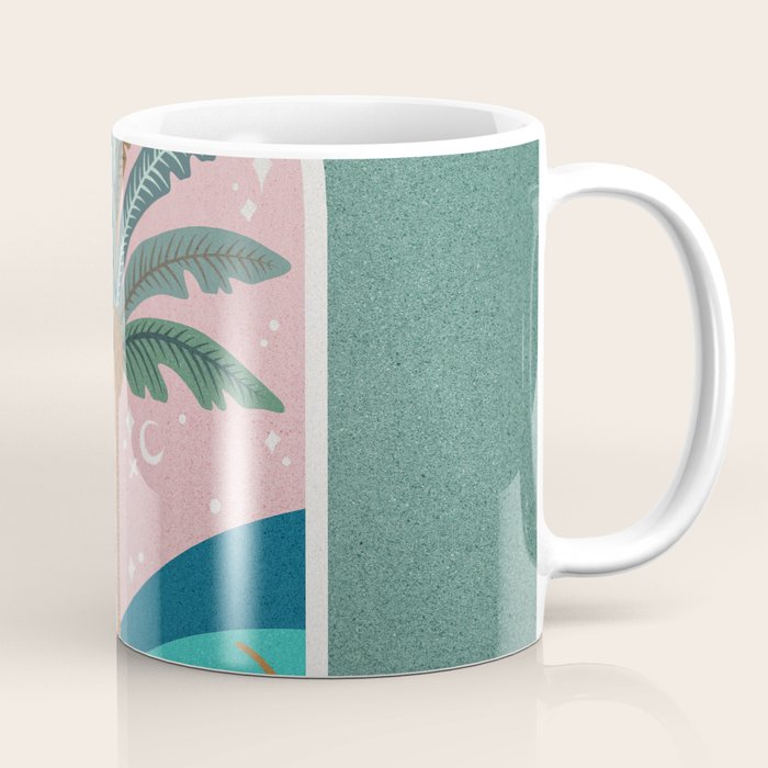 Moorish Framed Palm Tree - Mint & Blush Coffee Mug Gallery Image 1