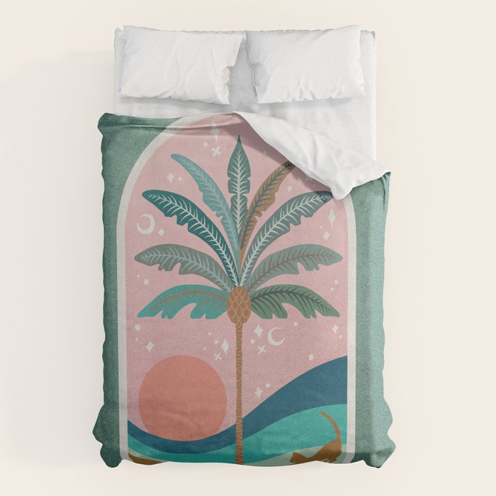 Moorish Framed Palm Tree - Mint & Blush Duvet Cover Gallery Image 6