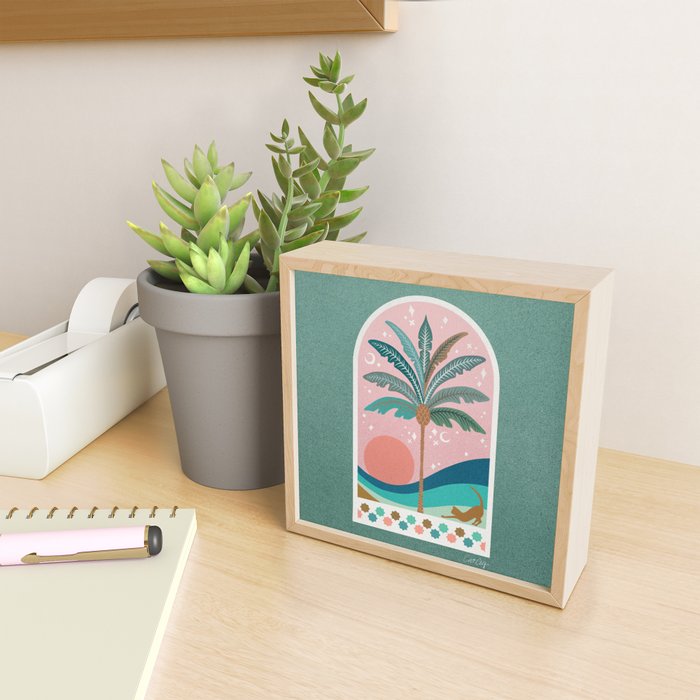 Moorish Framed Palm Tree - Mint & Blush Mini Art Print Gallery Image 2