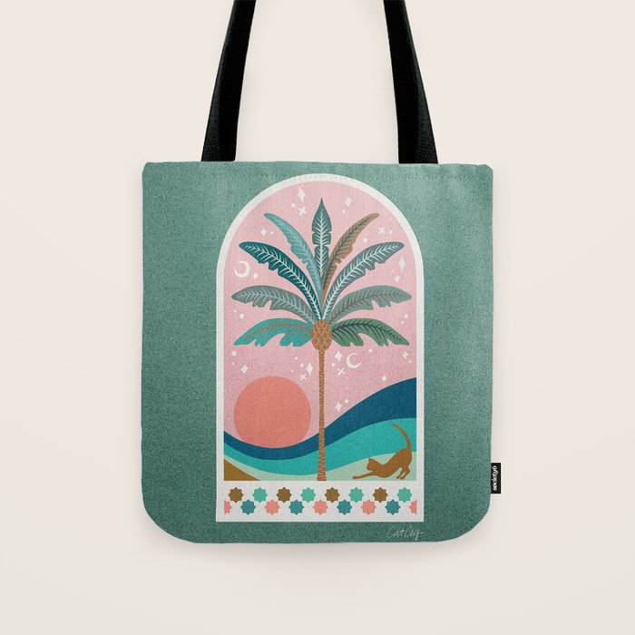 Moorish Framed Palm Tree - Mint & Blush Tote Bag Gallery Image 1