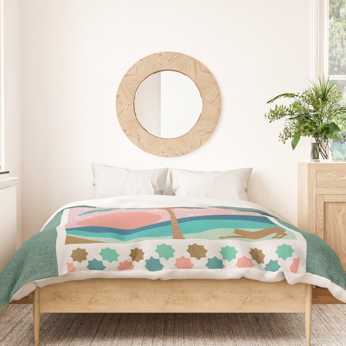 Moorish Framed Palm Tree - Mint & Blush Duvet Cover Gallery Image 3
