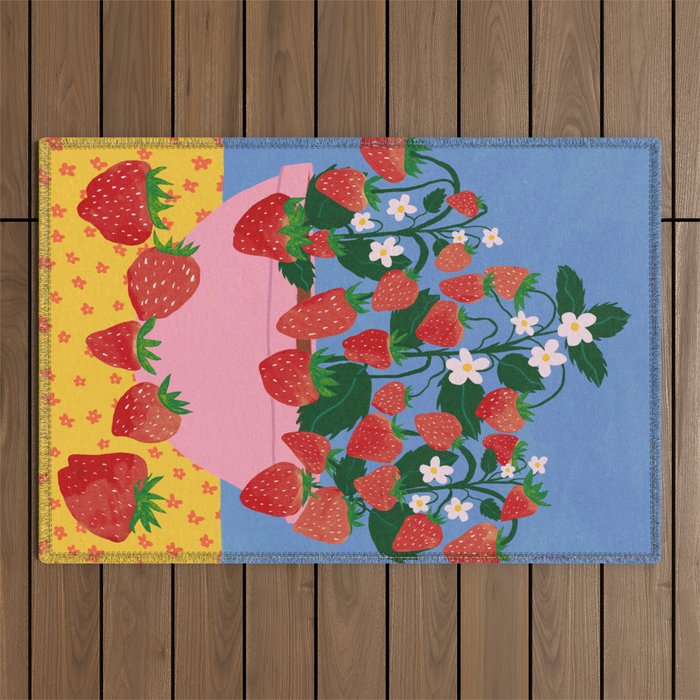 Potted Strawberries Outdoor Rug Gallery Image 1