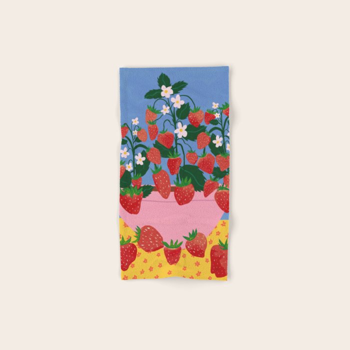 Potted Strawberries Bath Towel Gallery Image 1
