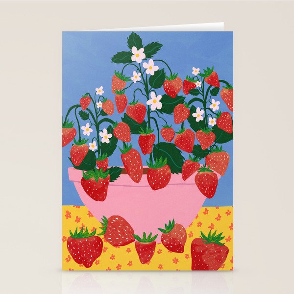 Potted Strawberries Stationery Card Gallery Image 2