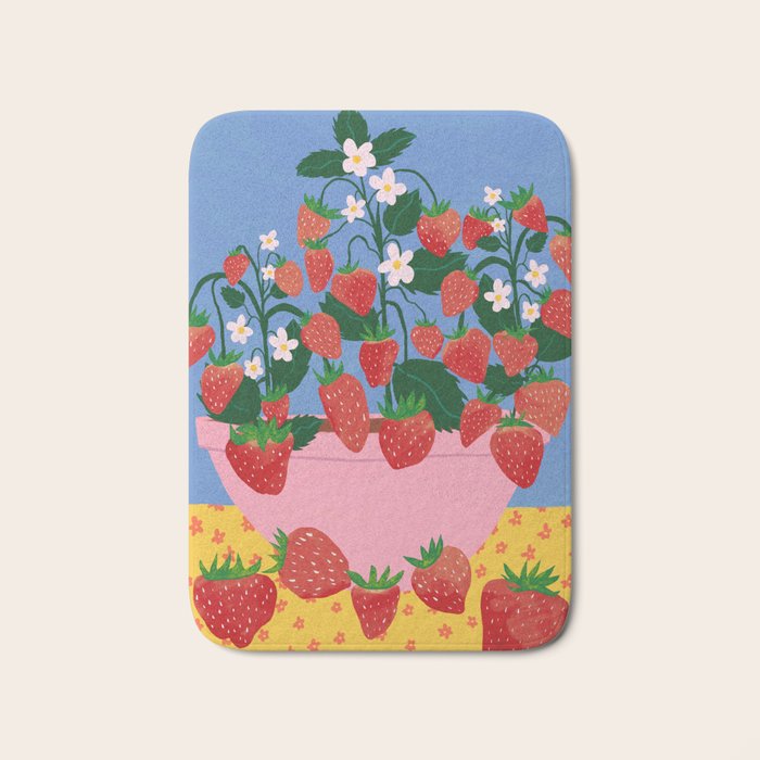 Potted Strawberries Bath Mat Gallery Image 1