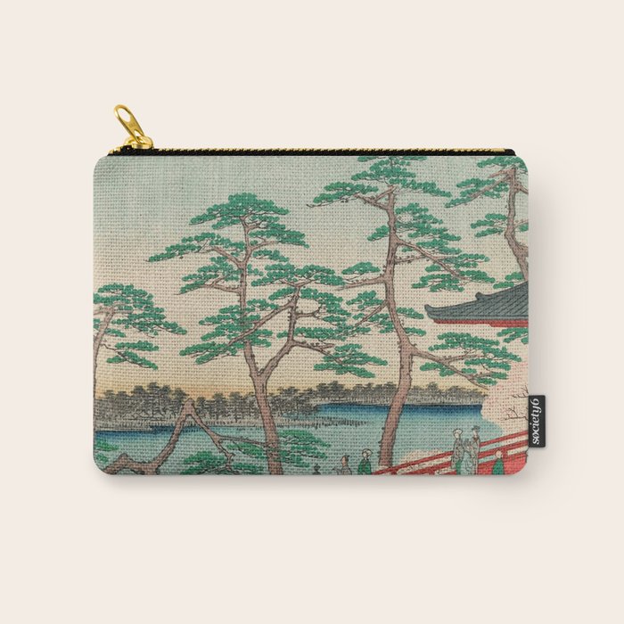 Spring Blossoms and Pond Ukiyo-e Japanese Art Carry All Pouch Gallery Image 1