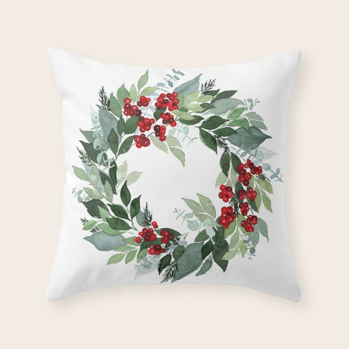 Holly Berry Throw Pillow Gallery Image 2