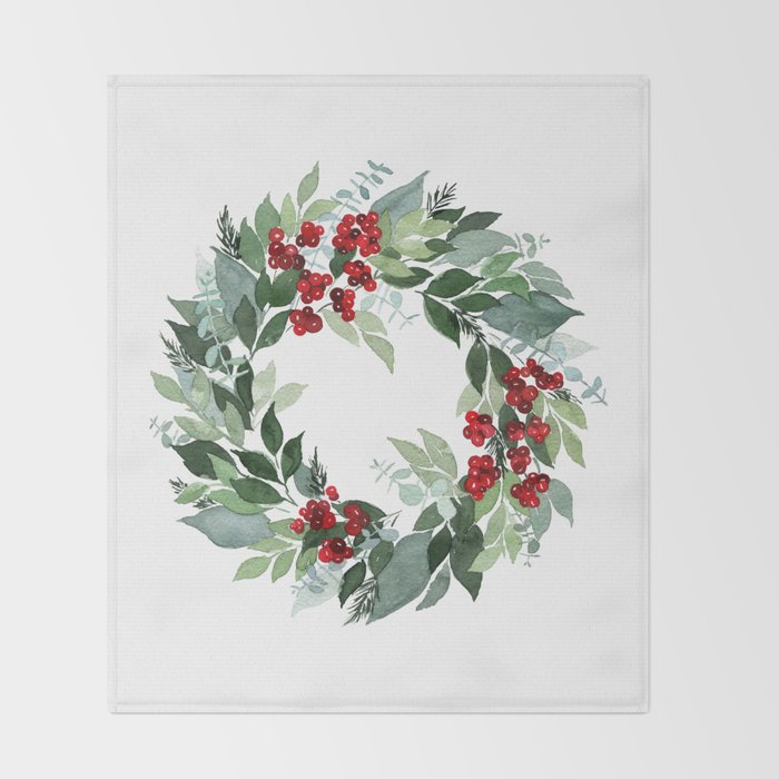 Holly Berry Throw Blanket Gallery Image 2